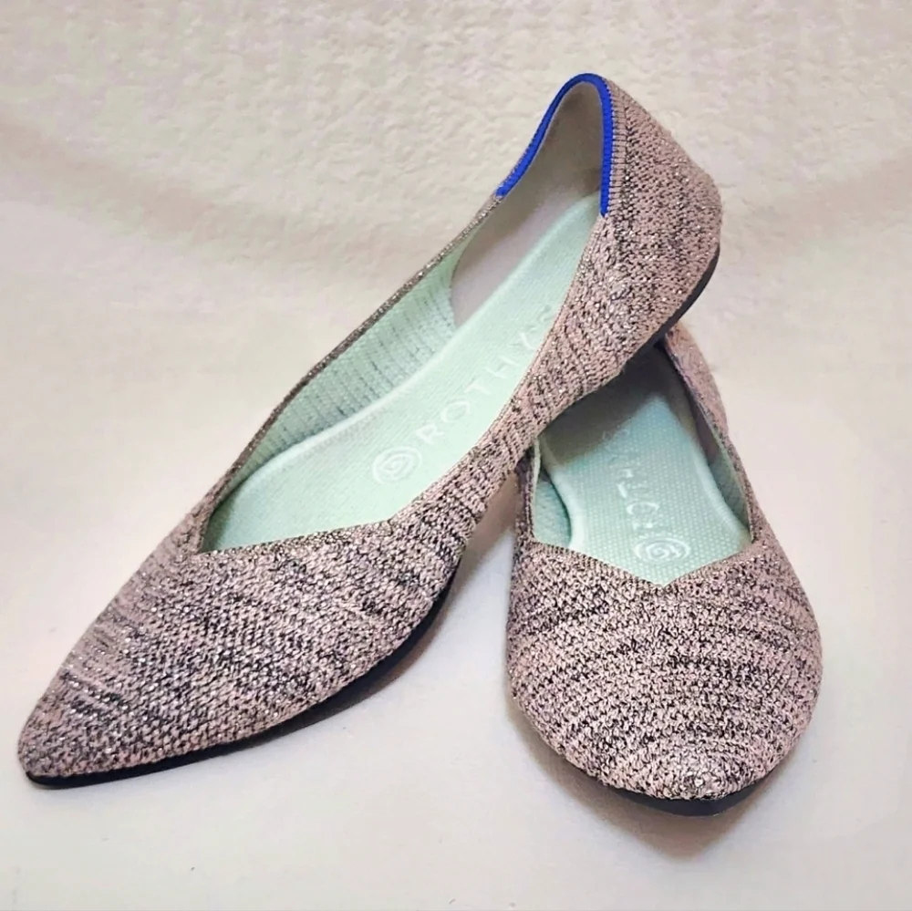 Rothy's The Point Star Dust Metallic Flats 8.5